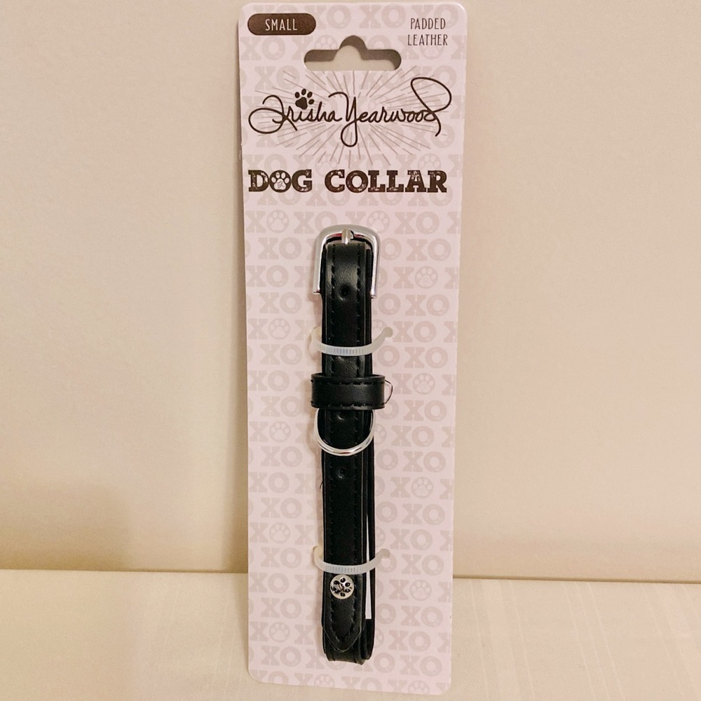 Trisha Yearwood Padded Leather Dog Collar Black Size Small